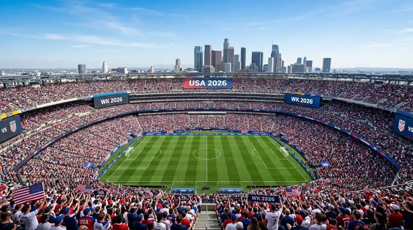 Het Amerikaanse nationale elftal in hun witte shirts