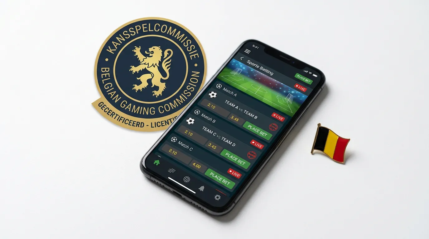 Belgische kansspelcommissie logo met gokverantwoordelijkheid symbool