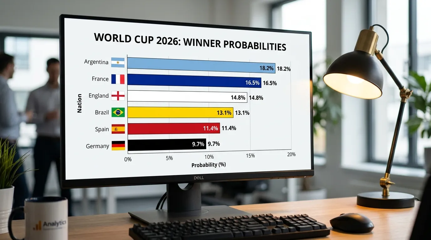 Vergelijking van WK 2026 winnaar quoteringen met percentages per land
