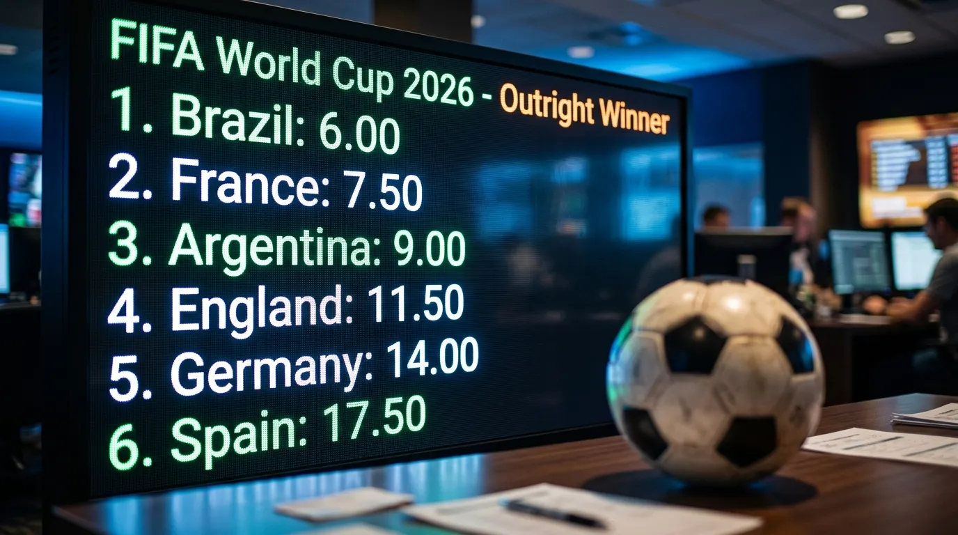 Grafiek met WK 2026 quoteringen en odds voor verschillende landen en markten